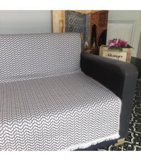 Dost Cozy Pamuklu Kanvas Saçaklı Süngersiz Armürlü Kaymaz Gri Üçlü Koltuk Örtüsü 170x200 cm