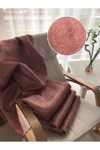 Hilal Home Polyester Süngerli Çizgili Gül Kurusu Tekli Koltuk Örtüsü 180x220 cm