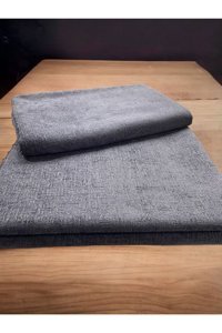 Siyah Home Tekstil Bambu - Pamuklu Polar Süngersiz Düz Gri Tekli Koltuk Örtüsü