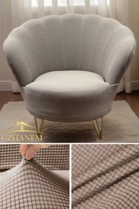 Uzhanem Papatya Pamuklu - Polyester Bürümcük-Likralı Süngerli Çiçek Desenli Giydirmeli Lastikli Kahverengi Tekli Koltuk Örtüsü 83x75 cm
