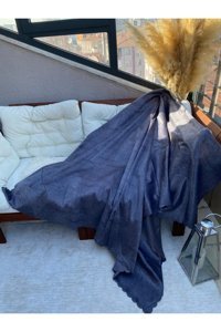 Zeyhan Tekstil Polyester Tay Tüyü Süngersiz Çizgili Su Geçirmez Gri Tekli Koltuk Örtüsü 170x210 cm