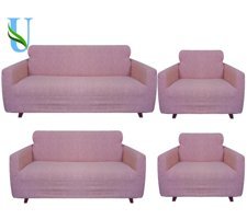 Uy Style Tekstil Likralı Jakarlı Süngerli Geometrik Desenli Giydirmeli Pembe Dörtlü Koltuk Örtüsü 180x230 cm