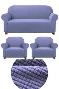 Heytgah Polyester Likralı Süngersiz Düz Giydirmeli Lila Üçlü Koltuk Örtüsü 180x230 cm