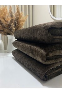 Nude Polyester Süngerli Çizgili Kahverengi Tekli Koltuk Örtüsü 175x215 cm