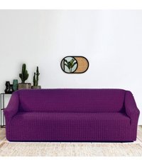 Elgeyar Polyester Bürümcük Jakarlı Süngersiz Armürlü Giydirmeli Mor Üçlü Koltuk Örtüsü 180x230 cm