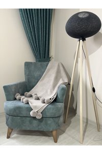 Zu Baby Collection Pamuklu Bürümcük Ponponlu Süngersiz Düz Kahverengi Tekli Koltuk Örtüsü 110x230 cm