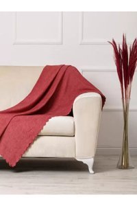 Önfem Home Collection Şönil Tay Tüyü Jakarlı Süngersiz Çizgili Pembe Tekli Koltuk Örtüsü 175x215 cm