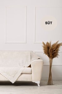 Velerde Home Vessel Pamuklu - Polyester Polar Süngersiz Düz Beyaz Tekli Koltuk Örtüsü 180x215 cm