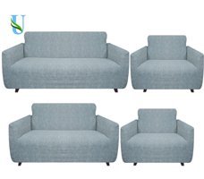 Uy Style Tekstil Likralı Jakarlı Süngerli Geometrik Desenli Giydirmeli Gri Dörtlü Koltuk Örtüsü 180x230 cm