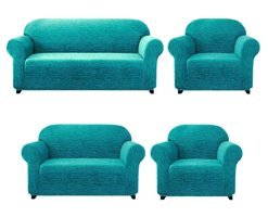 Eldost Ticaret Polyester Likralı Jakarlı Süngersiz Armürlü Giydirmeli Yeşil Yedili Koltuk Örtüsü 180x230 cm