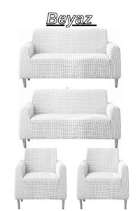 Iydgah Polyester Bürümcük Süngersiz Kapitone Giydirmeli Krem 3-3-1-1 Koltuk Örtüsü 180x230 cm