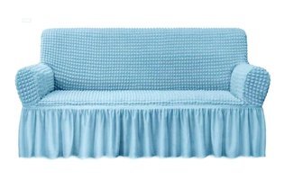 Uygar Home Pamuklu - Polyester Bürümcük-Likralı Drapeli Süngerli Petek Desenli Giydirmeli Turkuaz Tekli Koltuk Örtüsü 180x230 cm