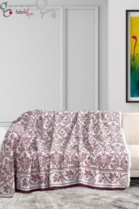 Fabric Box Pamuklu Saçaklı Süngersiz Damask Desenli Lacivert Tekli Koltuk Örtüsü 170x220 cm