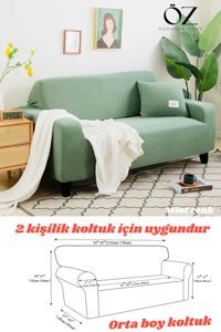 Özmakan Polyester Likralı Jakarlı Süngersiz Petek Desenli Giydirmeli Yeşil Tekli Koltuk Örtüsü 130x170 cm