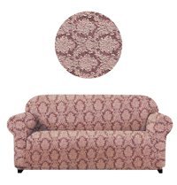 Elgeyar Polyester Likralı Jakarlı Süngersiz Giydirmeli Pembe Üçlü Koltuk Örtüsü 180x230 cm