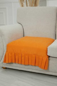 Aisha's Design KO-27 Polyester Örgü Pileli Süngersiz Düz Turuncu Tekli Koltuk Örtüsü 90x75 cm