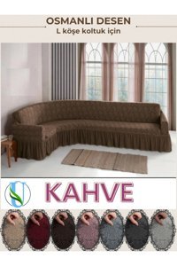 Uy Style Tekstil Likralı Drapeli Süngerli Armürlü Giydirmeli Kahverengi Tekli Koltuk Örtüsü 180x350 cm