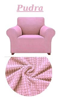 E Bahar Polyester Likralı Jakarlı Süngersiz Armürlü Giydirmeli Pembe Tekli Koltuk Örtüsü 180x230 cm