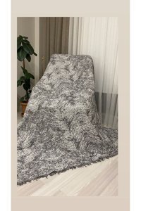 Kanaat Pamuklu Püsküllü Süngersiz Çizgili Siyah Tekli Koltuk Örtüsü 170x220 cm