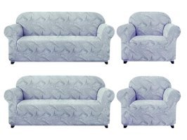 Elgeyar Polyester Likralı Jakarlı Süngersiz Giydirmeli Gri Sekizli Koltuk Örtüsü 180x230 cm