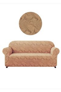 Akbu Polyester Süngersiz Giydirmeli Lastikli Bej Tekli Koltuk Örtüsü 180x230 cm