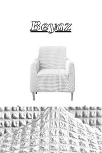 Heytgah Polyester Bürümcük Süngersiz Kapitone Giydirmeli Krem Tekli Koltuk Örtüsü 180x230 cm