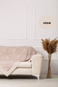 Velerde Home Vessel Pamuklu - Polyester Polar Süngersiz Mermer Desenli Bej Tekli Koltuk Örtüsü 180x215 cm