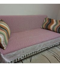 Şener Home Pamuklu Polar Saçaklı Süngersiz Çizgili Mor Tekli Koltuk Örtüsü 170x220 cm