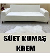 Kılıfsan Pamuklu - Polyester Süngersiz Düz Giydirmeli Bej Üçlü Koltuk Örtüsü 140 cm