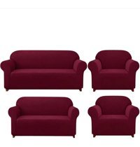 Akbu Polyester Likralı Süngersiz Düz Giydirmeli Lastikli Bordo Dörtlü Koltuk Örtüsü 180x230 cm