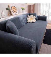 Güzel Aral GAHD-3 Pamuklu - Polyester Tuğla Desenli Giydirmeli Lastikli Krem Üçlü Koltuk Örtüsü 180x230 cm