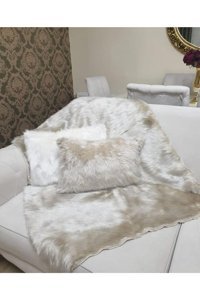 Paris Life Polyester Polar Peluş Süngersiz Bej Üçlü Koltuk Örtüsü