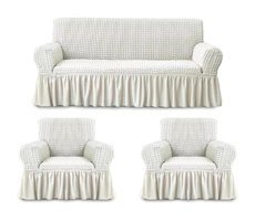 Elgeyar Pamuklu - Polyester Bürümcük Jakarlı Süngersiz Armürlü Giydirmeli Bej Beşli Koltuk Örtüsü 183x230 cm