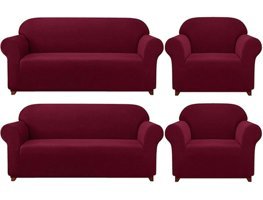 Elgeyar Polyester Likralı Jakarlı Süngersiz Armürlü Giydirmeli Bordo Sekizli Koltuk Örtüsü 180x230 cm