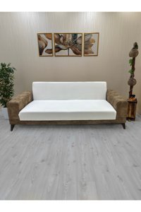 Afd Collection Kadife Süngersiz Düz Giydirmeli Lastikli Beyaz Tekli Koltuk Örtüsü 60x190 cm