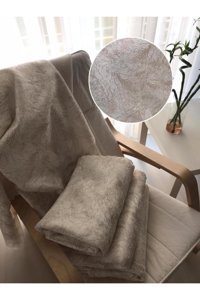 Hilal Home Polyester Süngerli Çizgili Krem Tekli Koltuk Örtüsü 180x220 cm