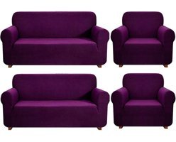 Elgeyar Polyester Likralı Jakarlı Süngersiz Armürlü Giydirmeli Mor Sekizli Koltuk Örtüsü 180x230 cm