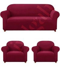 Iydgah Polyester Süngersiz Düz Giydirmeli Bordo Üçlü Koltuk Örtüsü 110x120 cm