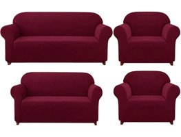 Furkanticaret Pamuklu - Polyester Süngersiz Düz Giydirmeli Bej 3-2-1-1 Koltuk Örtüsü 180x230 cm