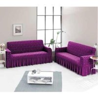 Elgeyar Pamuklu - Polyester Likralı Jakarlı Süngersiz Armürlü Giydirmeli Mor Altılı Koltuk Örtüsü 180x215 cm