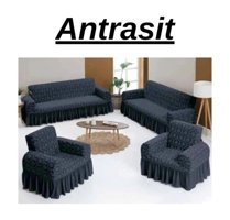 Home Jakarlı Süngersiz Kapitone Giydirmeli Gri 3-3-1-1 Koltuk Örtüsü 180x230 cm