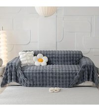 Baladi Home Süngersiz Baklava Desenli Gri Tekli Koltuk Örtüsü 160x300 cm