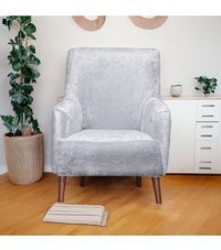 Btf Home Kadife Likralı Tüylü Süngersiz Düz Giydirmeli Lastikli Gri Tekli Koltuk Örtüsü 80x120 cm