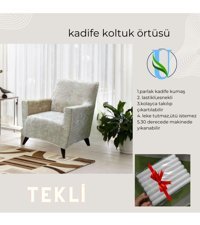 Uy Style Tekstil Kadife Süngerli Armürlü Giydirmeli Bej Tekli Koltuk Örtüsü 75x115 cm