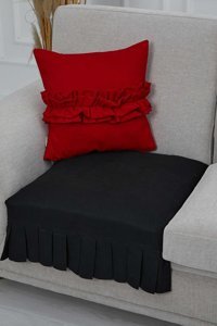 Aisha's Design KO-27 Polyester Örgü Pileli Süngersiz Düz Siyah Tekli Koltuk Örtüsü 90x75 cm