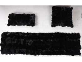 Dericibey Deri Tüylü Süngersiz Siyah Üçlü Koltuk Örtüsü 50x180 cm