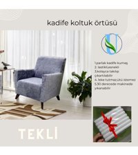 Uy Style Tekstil Kadife Süngerli Armürlü Giydirmeli Gri Tekli Koltuk Örtüsü 75x115 cm