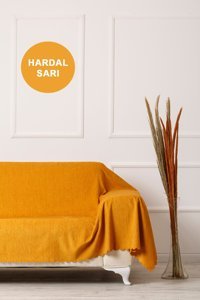 Velerde Home Pamuklu - Polyester Polar Süngersiz Düz Sarı Tekli Koltuk Örtüsü 180x300 cm