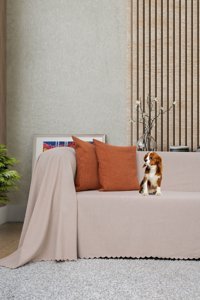Latuda Concept Şönil Şal Süngersiz Düz Kahverengi Tekli Koltuk Örtüsü 175x300 cm