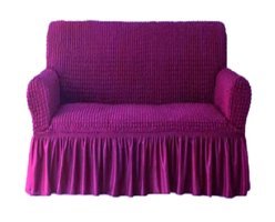 Elgeyar Polyester Bürümcük Jakarlı Süngersiz Armürlü Giydirmeli Mor İkili Koltuk Örtüsü 140x180 cm